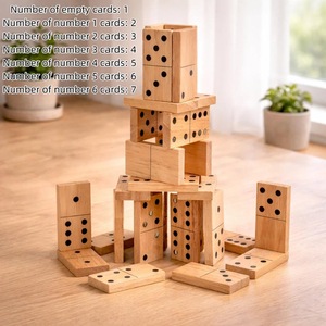 Juego de Dominó Doble Seis de Madera de Colores ILAHI, 28 Piezas, Ecológico, Tallado y Grabado, Diseño Antiguo, Caja Rectangular Alta de Madera - Product Image 1