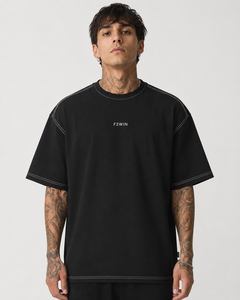 T-shirt en coton marron surdimensionné pour homme F2WIN, manches courtes, col rond, coupe décontractée, prix avantageux, vente en gros, respirant - Product Image 5