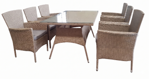 Outdoor <b>Rattan</b> Garden Set Patio <b>Dining</b> Furniture Woven Rope <b>Table</b> and Chairs Courtyard Balcony Seating - Product Image 1