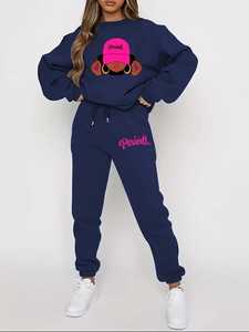 Survêtement pour femmes, sweat-shirt à col ras du cou avec imprimé de personnage, pantalon à taille élastique, manches longues, vêtements décontractés d'automne - Product Image 4