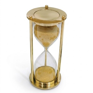 Vintage Style Metal Frame Sandglass <b>Timer</b> Decorative Polished Brass Hour Glass for Study Table Bookshelf and Nautical Maritime - Product Image 6