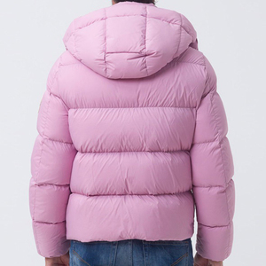 Chaqueta Acolchada con Capucha Rosa para Hombre, Cuello Alto, Cierre de Botones, Resistente al Viento, Informal, de Invierno, Gruesa, Relleno 100% de Fibra de Poliéster - Product Image 2