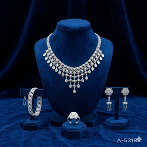 คุณภาพสูง MOLL JEWELLERS ชุดสร้อยคอสร้อยข้อมือเจ้าสาวประดับเพชรเซอร์คอนหินชุบทอง 24K ความยาว 18 นิ้วอินเทรนด์ A-53192 - Product Image 5