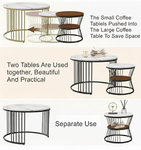 Modern Black <b>Round</b> <b>Nesting</b> <b>Coffee</b> <b>Table</b> Set Metal Accent <b>Tables</b> for Living Room and Bedroom Furniture - Product Image 3