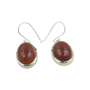 Pendientes Colgantes de Plata de Ley 925 con Cabujón de Cornalina, Hechos a Mano, con Gema Ovalada de Cornalina Roja, Joyería para Mujer, Regalo - Product Image 1