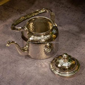 Tetera y tazas de Latón chapado en plata elegante tradicional olla de Metal pulido para té café logotipo personalizado para cocina uso en Hotel - Product Image 3