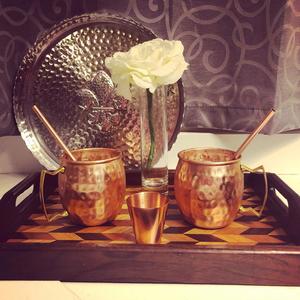 Plateau de service en bois de noyer pour table basse et chariot de bar, idéal pour la cuisine et le bureau, finition laquée, motif horizontal - Product Image 6