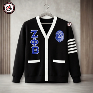 เสื้อคาร์ดิแกนอะคริลิกปักลาย Zeta Phi Beta สำหรับผู้หญิง |   ZOB Sorority ปักลายเรียบง่ายสไตล์วินเทจ ป้องกันริ้วรอย สำหรับสุภาพสตรีในฤดูหนาว - Product Image 1
