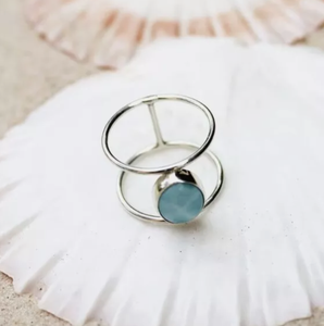Wholesale Natural <b>Larimar</b> Ring 925 Sterling Silver Handmade Oval Gemstone Double Band Unisex Boho Party Statement <b>Jewelry</b> - Product Image 3