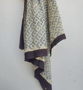 Handmade Indian Pareo Floral Block Print <b>Sarong</b> 100% Cotton Summer Beach Wrap with Zig Zag Pattern Soft Lightweight - Product Image 2