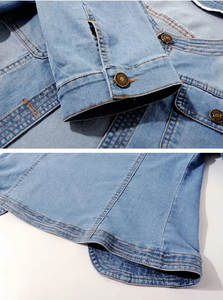 Veste en jean pour femme style chinois, collection Printemps 2026, coupe classique, décontractée, rétro, vintage, délavée, respirante, tissée, vêtement d'extérieur - Product Image 6