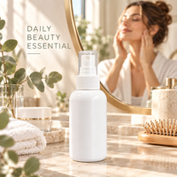 Flacon Boston court en PET blanc de 100 ml à brume fine |   Emballage de pulvérisateur cosmétique pour soins de la peau, tonique, lotion, brume faciale, soins de beauté