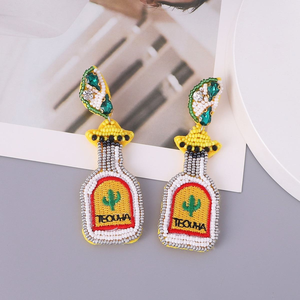 Collar de cuentas de semillas con diseño de botella de tequila mexicana para mujer - Joyería artesanal temática de cactus del Suroeste para festivales, de MULTI CRAFT - Product Image 4