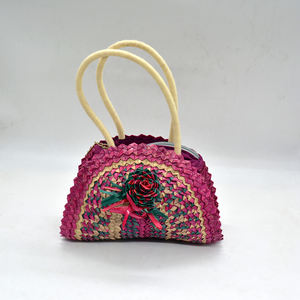 Sac à main en paille tressée fait main avec motif paysager, écologique, souple, pour la vie quotidienne - Nouveau design de sac à main - Product Image 1