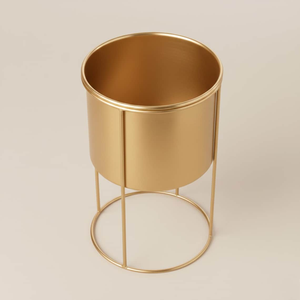 Gold <b>Metal</b> Planter with <b>Stand</b> Elegant Decorative Flower Pot Holder Modern Indoor <b>Plant</b> Display for Living Room Bedroom Office - Product Image 2