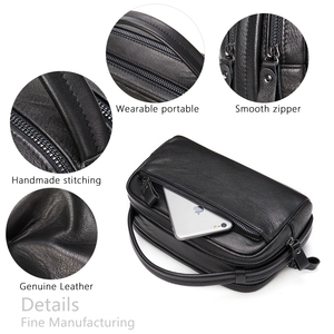 Personalized Genuine Leather <b>Large</b> Zipper Dopp Kit <b>Bag</b> with Soft Handle for Men's for and <b>Cosmetic</b> Use - Product Image 4