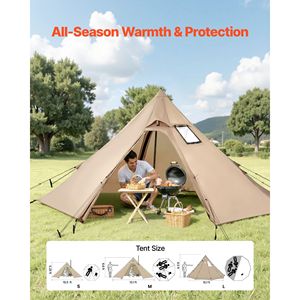 Tenda Tipi Invernale Portatile per 2 Persone con Foro per Stufa, Tenda da Campeggio in Tela Impermeabile, Riparo Leggero per 4 Stagioni, Unità Singola - Product Image 5