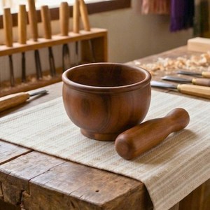 Wooden Mortar And Pestle Set Handcrafted <b>For</b> <b>Herb</b> Spice Grinding Durable Manual Tool Wholesale wooden mortar Manual grinding - Product Image 4