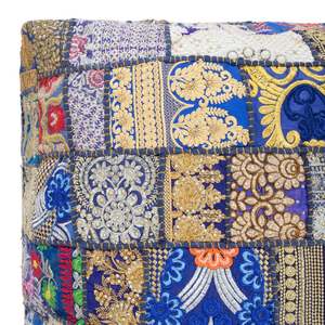 Housse de coussin carrée bohème en patchwork, faite à la main en coton et lin, décoration d'intérieur - Product Image 5