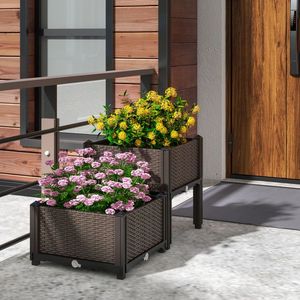 Kit de jardinières surélevées en plastique, 2 ensembles pour la culture de fleurs et de légumes, jardinières d'extérieur de qualité supérieure - Product Image 3