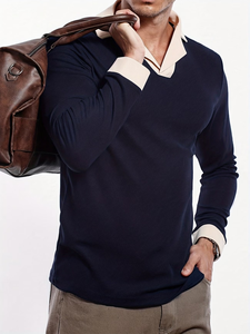 เสื้อเชิ้ตแขนยาวผู้ชายสไตล์ลำลองธุรกิจ  โลโก้สั่งทำ ผ้าฝ้าย 100% ระบายอากาศได้ดี ผ้าถักยืดหยุ่น น้ำหนัก 220 กรัม สีพื้น เรียบหรู - Product Image 5