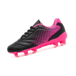 Women Synthetic Football Cleats Pink Black Breathable Mesh Lining Rubber Outsole <b>Boots</b> Sports Shoes Girls Soccer Footwear Custom - Product Image 1