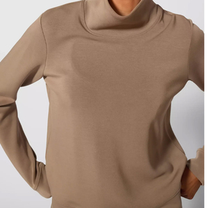 Women's Full Sleeve Length Lightweight Crew Neck Sweatshirt Custom Logo 100% Cotton Material Spring Season Mock Neck - Product Image 5