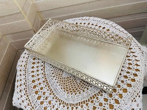 Luxury Silver Iron Decorative Serving Tray Rectangle Metal Display Tray Vanity Organizer Table Centerpiece Wedding Gift <b>Home</b> Use - Product Image 1