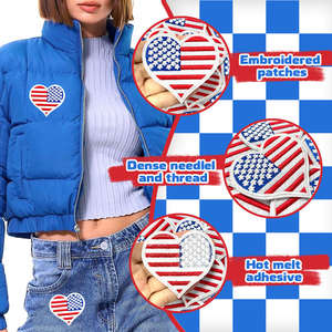 Patchs brodés thermocollants pour chapeaux, motif drapeau cœur patriotique, applique DIY - Product Image 5