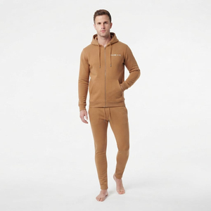 Ensemble de survêtement décontracté en molleton épais avec sweat à capuche zippé et pantalon en molleton pour homme - Product Image 6