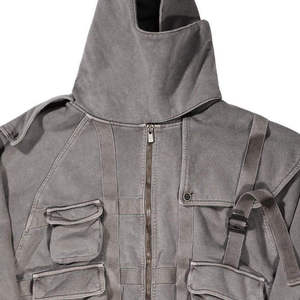 Sudadera Táctica Techwear para Hombre, Chaqueta Cargo Multibolsillos de Algodón Pesado con Cremallera Completa, Venta al por Mayor Personalizada - Product Image 3