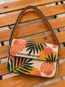 Sac à bandoulière de luxe tendance fait main à motif coquillage, perles, motif floral tropical, rabat magnétique, logo personnalisé, sûr et portable - Product Image 3