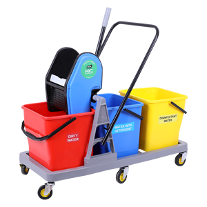 Chariot de nettoyage à trois seaux 10-15L, portable, en plastique, avec système de pressage latéral, design coloré pour les tâches de nettoyage - Product Image 4