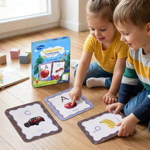 Toysaga Guji Alphabets, tarjetas didácticas a todo color, tarjeta azul laminada, 30 tarjetas, esquinas onduladas, juguete educativo para niños de 2 a 4 años - Product Image 6