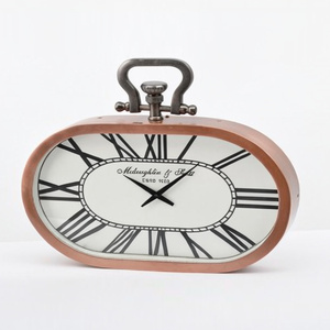 Wooden Material Oval Shape Brown Finished Table Clock Luxury Table Top Decoration Hot Selling Highest Quality Table Clock - Product Image 1