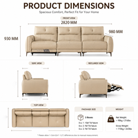 Canapé d'angle en cuir véritable beige moderne avec appuie-tête réglables et rembourrage en mousse pour appartements, hôtels et salons