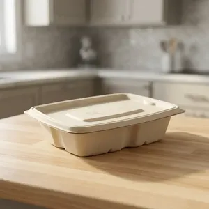 Top Selling Premium 500ml <b>Pulp</b> Moulded Rectangle Food Container Compostable Eco Friendly Disposable Takeaway Box Modern Luxury - Product Image 3