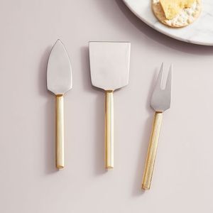 Juego de Cuchillos para Queso Clásicos de Cobre con Mangos de Madera, Diseño a Rayas, Aptos para Lavavajillas - Product Image 3