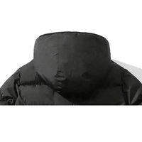 Veste matelassée pour femme, gris et blanc, à blocs de couleur, à capuche, manches longues, épaisse, en polyester, avec fermeture éclair, pour l'hiver