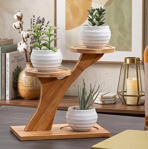 Soporte de madera para plantas de 3 niveles, diseño moderno y minimalista para plantas verdes de interior, estante de exhibición para macetas, soporte de madera para plantas - Product Image 2