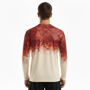 high Quality Men's Long Sleeve Fishing Shirt Sublimation Print Red White Gradient UPF 50 Anti-Uv Protection Outdoor Wear - Product Image 3