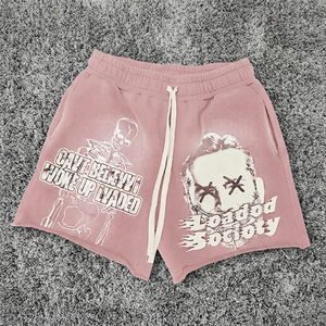 Pantalones Cortos Personalizados para Hombre, de Felpa Francesa Gruesa, con Estampado Gráfico, Lavado Vintage, Estilo Casual Urbano, de Algodón - Product Image 4