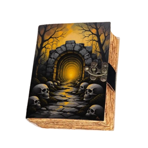 Diario de Cuero con Diseño de Esqueleto Gótico, Cuaderno de Fantasía Oscura, Diario de Halloween de 400 Páginas, Grimorio y Cuaderno de Bocetos de Brujería - Product Image 1