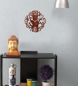 Modern Wooden <b>Tree</b> Art Deco Round Silent Quartz Needle Display Wall Clock with Single <b>Face</b> Design for Living Room Home Decor - Product Image 4