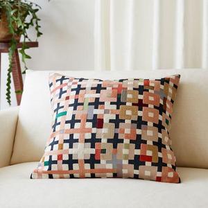 Hot Selling Luxury Wool Cushion Cover Kashmiri Embroidery Handmade Chain Stitch Geometric Vintage Floral Decorative <b>Throw</b> <b>Pillow</b> - Product Image 2