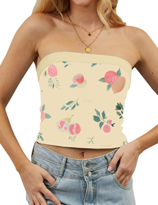High Quality 1Piece Summer Crop Tube <b>Top</b> Best Wholesale Fashion Stretch Beaded Denim <b>Tops</b> Casual Print Style women's shirt - Product Image 3