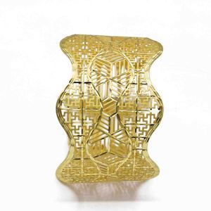 Pulseras de Moda al por Mayor, Brazaletes Ajustables de Latón para Mujer, con Patrón de Flores Intrincado en Filigrana, Chapados en Oro de 14K, 18K y 24K - Product Image 3