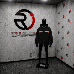 Custom Black Zip Up <b>Hoodie</b> Oversized Streetwear Self Made <b>Orange</b> 3D Puff Print Logo Full Zipper Hooded Sweatshirt Front Graphic - Product Image 3