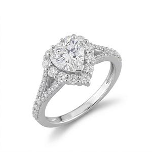 925 Sterling Silver Heart Cut Lab Grown Diamond Engagement <b>Ring</b> Halo <b>Split</b> Shank in 14K Pure Gold Diamond Wedding <b>Ring</b> for Women - Product Image 1
