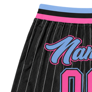 Shorts de basket-ball en mesh sublimé noir et rose pour hommes, tissu respirant, shorts de sport athlétiques, uniforme d'équipe, vêtements de match - Product Image 4